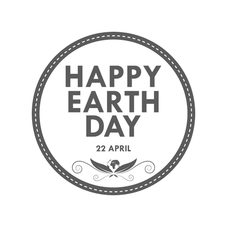 Happy Earth Day, lettering in the circle. Vector illustration. Ecology concept in flat design.のイラスト素材