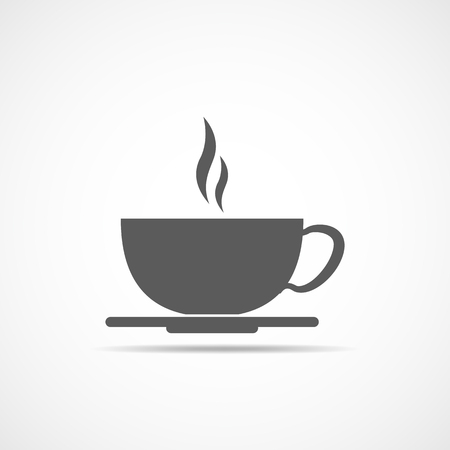 Coffee cup icon in flat design. Vector illustration. Gray coffee cup icon isolatedのイラスト素材