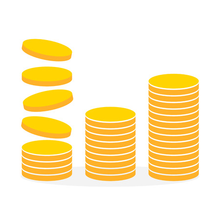 Pile of gold coins in flat style. Vector illustration. Heap or pile of money isolatedのイラスト素材
