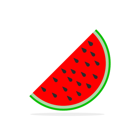 Watermelon icon in flat design. Vector illustration. Slice of the watermelon, isolated on white backgroundのイラスト素材