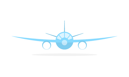 Aircraft icon, isolated on white background. Vector illustration. Blue airplanesign in flat designのイラスト素材