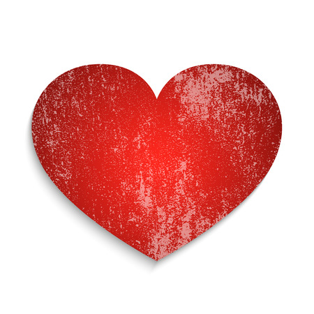 Red grunge heart, isolated. Vector illustration. Happy Valentine's day, greeting card with heart.のイラスト素材