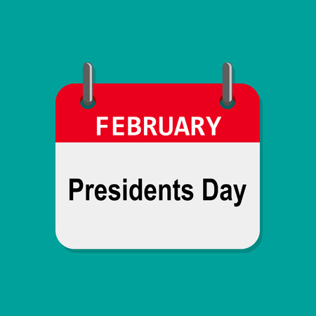 Calendar for Presidents Day in flat design. Vector illustration. Simple colored calendar iconのイラスト素材