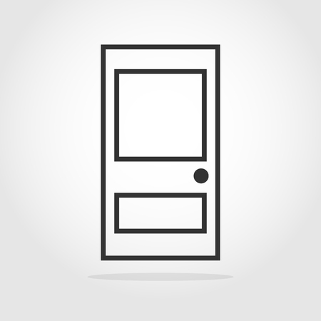 Door icon in flat design. Vector illustration. Minimalist gray door symbol isolatedのイラスト素材