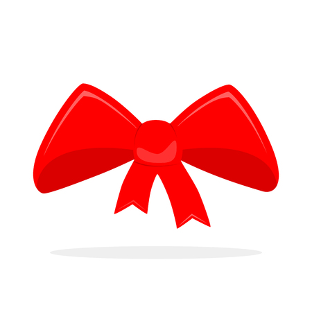 Red bow icon in flat design. Vector illustration. Bow icon isolated on white backgroundのイラスト素材