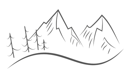 Abstract Mountains in flat design. Vector illustration. Gray mountain range icon, isolated on white backgroundのイラスト素材