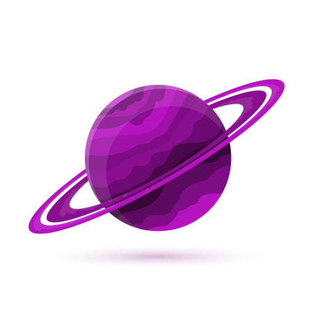 Cartoon planet icon in flat design. Vector illustration. Colored space planet isolated.のイラスト素材
