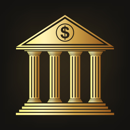 Gold building of the bank icon. Vector illustration.のイラスト素材