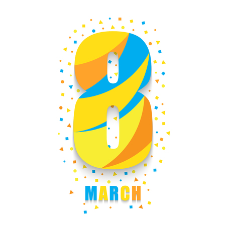 March 8, Women's Day greeting card Vector illustration  isolated on plain backgroundのイラスト素材