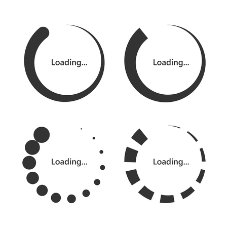 Set of round Loading bar icons. Vector illustration. Download signs in flat design, isolated.のイラスト素材