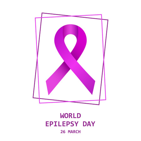 World Epilepsy day Vector illustration. 26 March on Purple ribbon with lettering.のイラスト素材