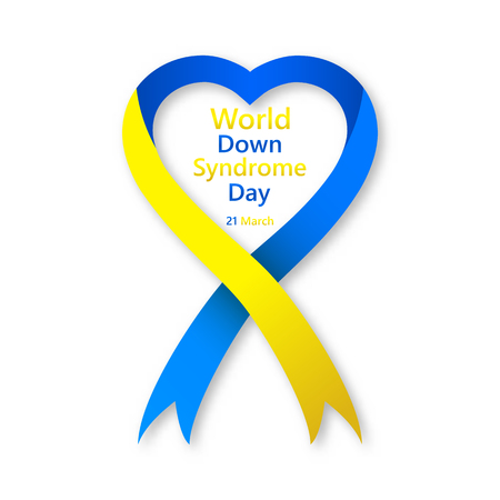 Symbol of world Down Syndrome day. Vector illustration.   Colored ribbon isolated.のイラスト素材