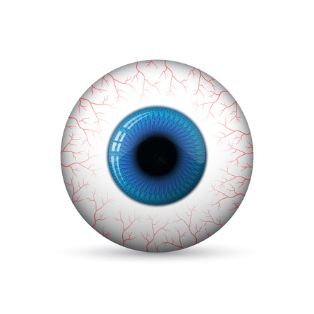 Glossy 3d round eye. Vector illustration. Shiny eye isolatedのイラスト素材