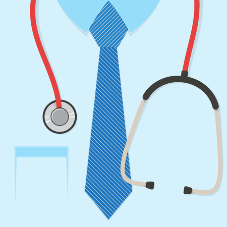A doctors suit or lab coat with stethoscope. Vector illustration.のイラスト素材