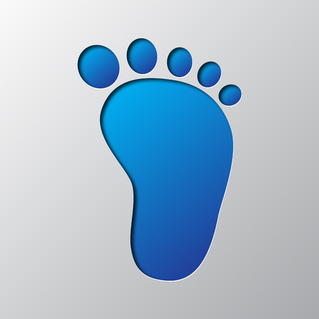 Paper art of the blue footprint symbol isolated. Vector illustration. Footprint icon is cut from paper.のイラスト素材