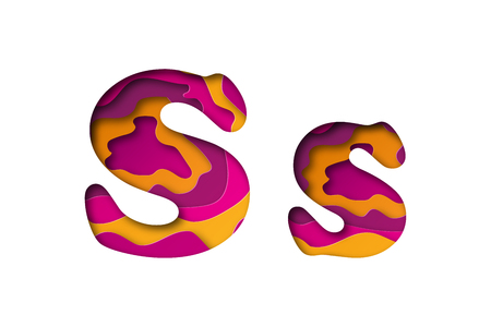 Modern paper art of the colored letter S. Vector illustration.のイラスト素材
