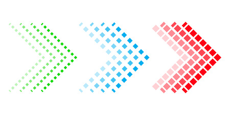 Set of colored arrows with halftone effect. Vector illustration. Arrows collection isolatedのイラスト素材