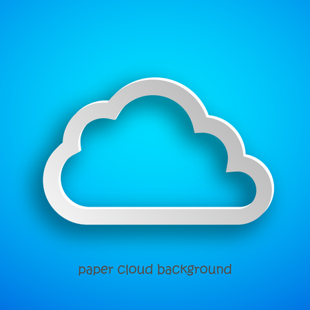 Paper art of the cloud on blue background Vector illustration. Abstract background with cloudのイラスト素材