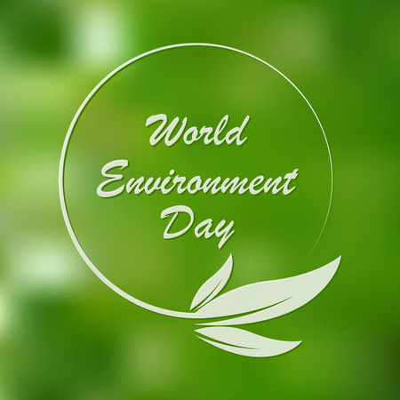 World Environment Day, lettering on bright green background. Vector illustration.のイラスト素材