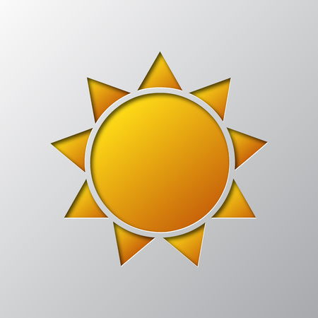 Paper art of the yellow sun, isolated. Sun icon is cut from paper.のイラスト素材