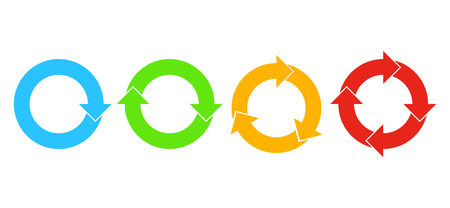 Set of flat circle arrows. Vector illustration. Refresh or reload arrows for infographic.のイラスト素材