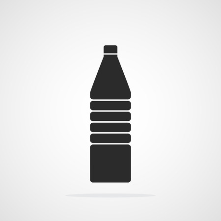 Silhouette of a Ppastic bottle. Vector illustration. Black bottle icon, isolatedのイラスト素材