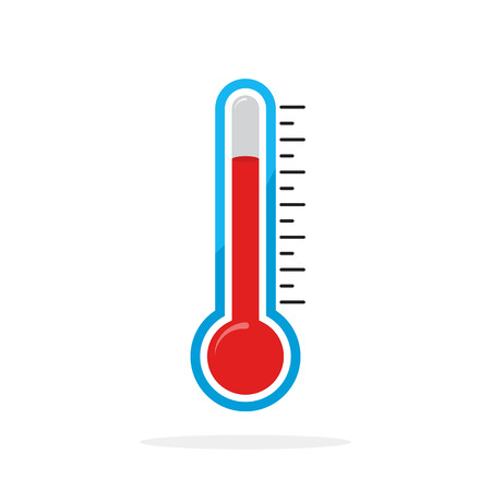 Thermometer icon isolated. Vector illustration. Colored thermometer in flat styleのイラスト素材