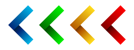 Set of colored arrows to left. Vector illustration. Arrows collection isolatedのイラスト素材