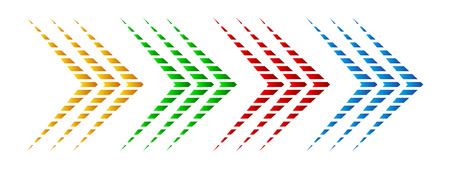 Set of colored arrows with halftone effect. Vector illustration. Arrows collection isolatedのイラスト素材