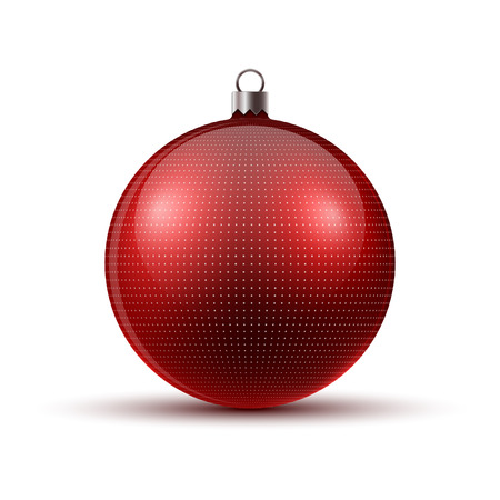 Red Christmas ball, isolated. Vector illustration. Glossy realistic Christmas ballのイラスト素材