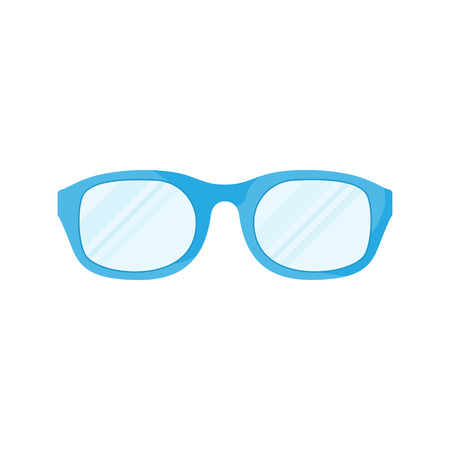 Glasses icon in flat design. Vector illustration. Blue glasses icon, isolated on white backgroundのイラスト素材