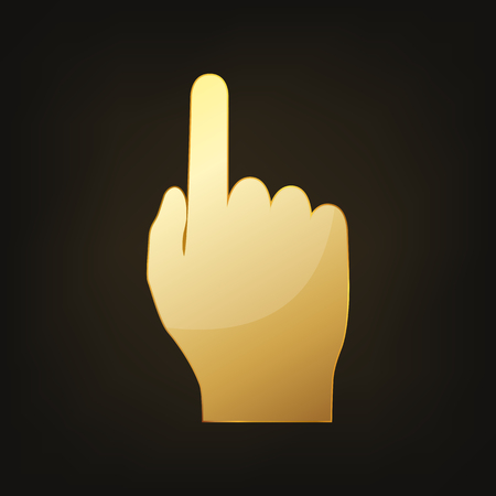 Gold hand icon. Vector illustration. Golden hand symbol on dark background.のイラスト素材