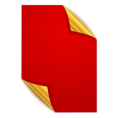 White square page isolated. Vector illustration. Paper page with gold corners.のイラスト素材