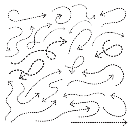 Set of hand drawn arrows. Vector illustration. Grunge sketch of arrows isolatedのイラスト素材