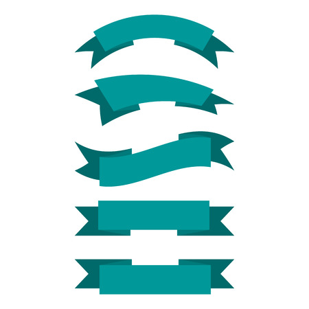 Set of ribbons in flat style. Vector illustration. Collection of isolated ribbonsのイラスト素材