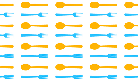 Seamless pattern with spoons and forks. Vector illustration. Abstract menu background.のイラスト素材