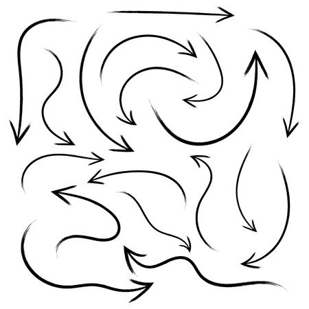 Set of hand drawn arrows. Vector illustration. Grunge sketch of arrows isolatedのイラスト素材