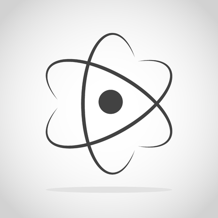 Molecule icon in flat design. Vector illustration. Gray Atom icon isolatedのイラスト素材