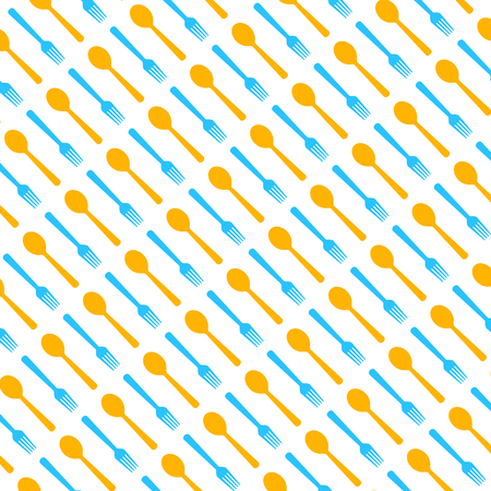 Pattern with spoons and forks. Vector illustration. Abstract menu background.のイラスト素材