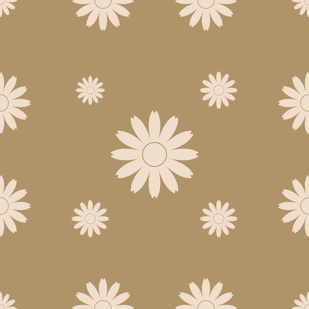 Seamless floral pattern with chamomile. Vector illustration. Color flower in flat style.のイラスト素材
