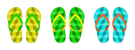 Set of colorful flip flops. Vector illustration. Flip flops in flat design isolatedのイラスト素材
