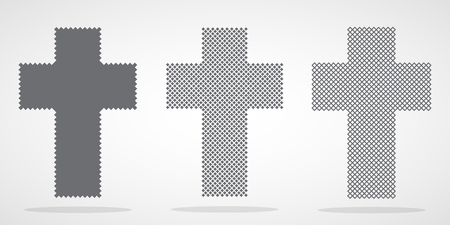 Pixel art design of Christian Cross. Vector illustration. Abstract Christian Cross in pixel style isolatedのイラスト素材