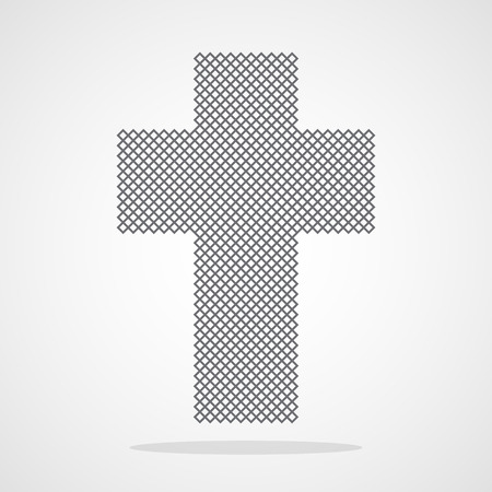 Pixel art design of Christian Cross. Vector illustration. Abstract Christian Cross in pixel style isolatedのイラスト素材
