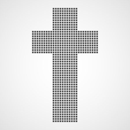Pixel art design of Christian Cross. Vector illustration. Abstract Christian Cross in pixel style isolatedのイラスト素材