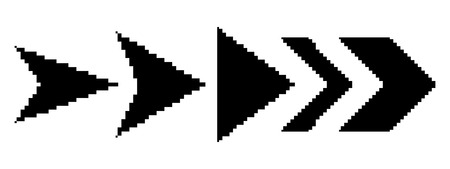 Pixel art design of Arrows. Vector illustration. Abstract Arrows in pixel style isolatedのイラスト素材
