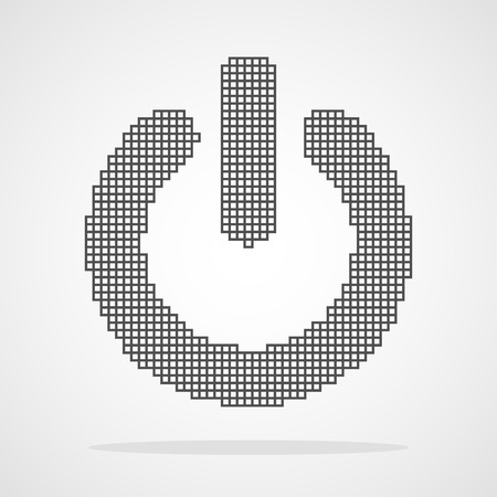 Pixel art design of Power button. Vector illustration. Abstract Power button in pixel style isolatedのイラスト素材