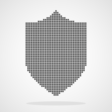 Pixel art design of a Shield icon. Vector illustration. Abstract Shield icon in pixel style isolatedのイラスト素材