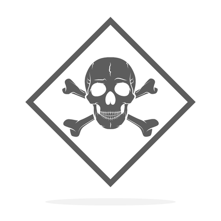 Skull and crossbones, warning logo or attention icon. Vector illustration. A mark of the danger warning isolatedのイラスト素材