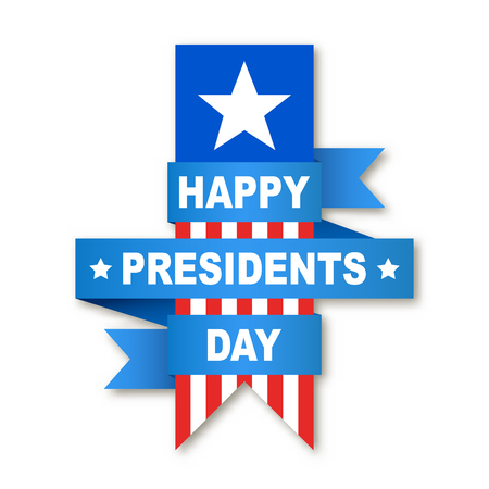 Happy Presidents Day with ribbon and flag. Vector illustration. Flyer, banner or poster for Happy Presidents Day.のイラスト素材