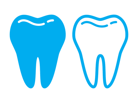 Blue Teeth icon. Vector illustration. Silhouette of Teeth in flat style.のイラスト素材